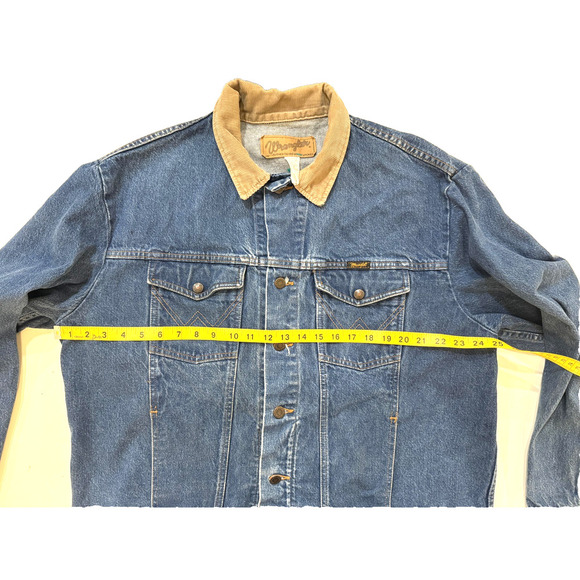 Vintage 90s Wrangler Jacket Mens 2XL Blue Denim Corduroy Collar Western Cowboy - Picture 7 of 12